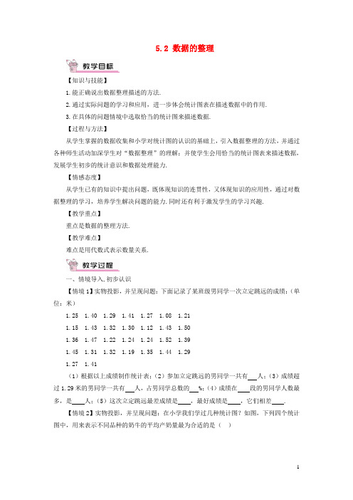 七年级数学上册第5章数据的收集与整理5.2数据的整理教案新版沪科版