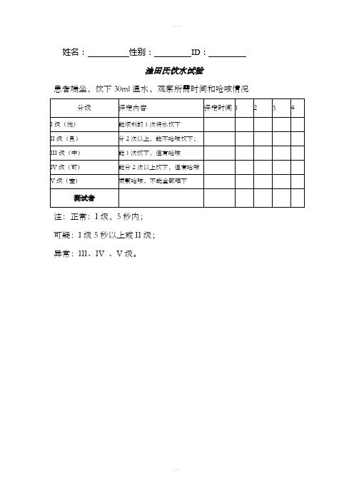 脑中风评估表