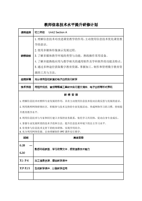 2016年信息能力提升研修计划