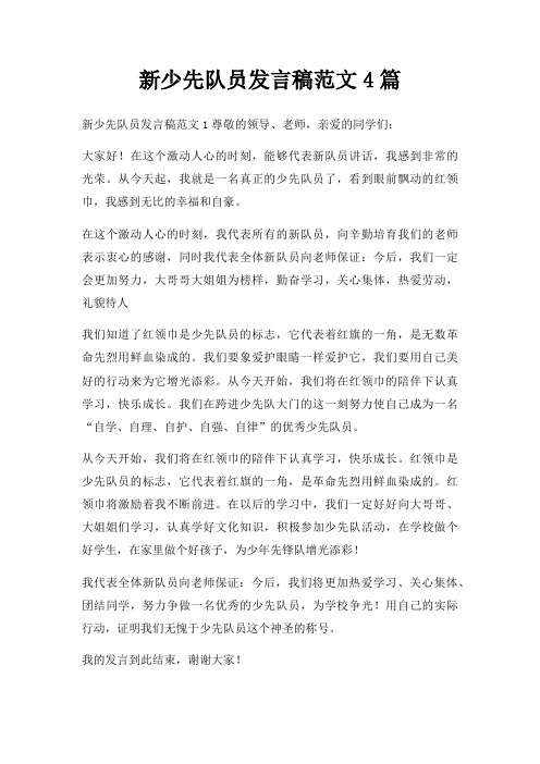 新少先队员发言稿4篇三篇