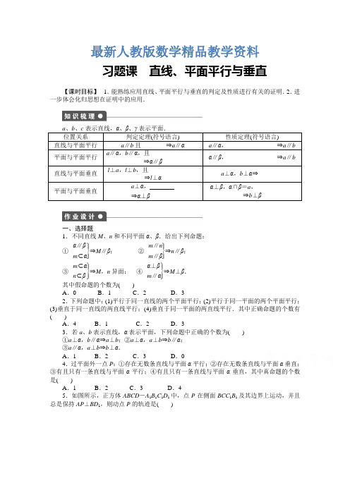 人教A版高中数学必修2《2.2直线、平面平行的判定及其性质 习题2.2》_3