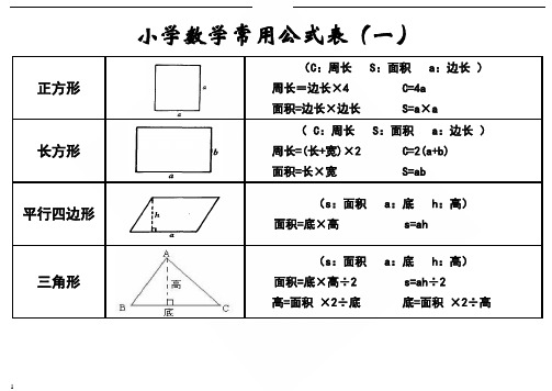 小学数学基本公式大全