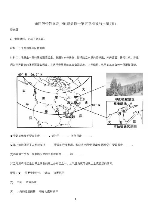 通用版带答案高中地理必修一第五章植被与土壤(五)