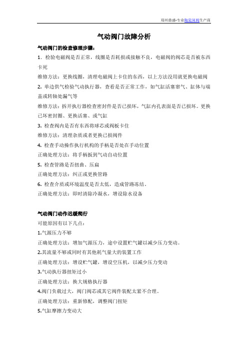 气动阀门故障分析