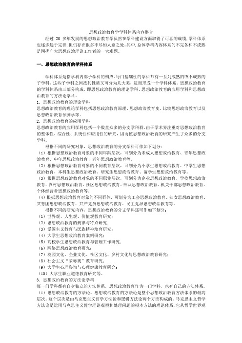 思想政治教育学学科体系内容整合