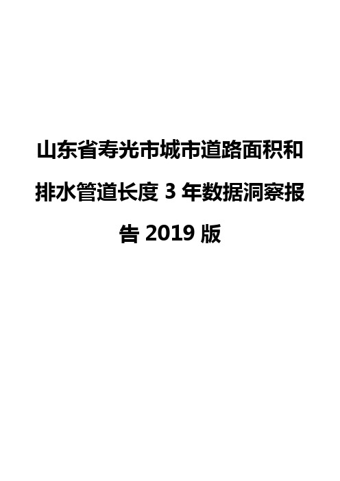 山东省寿光市城市道路面积和排水管道长度3年数据洞察报告2019版