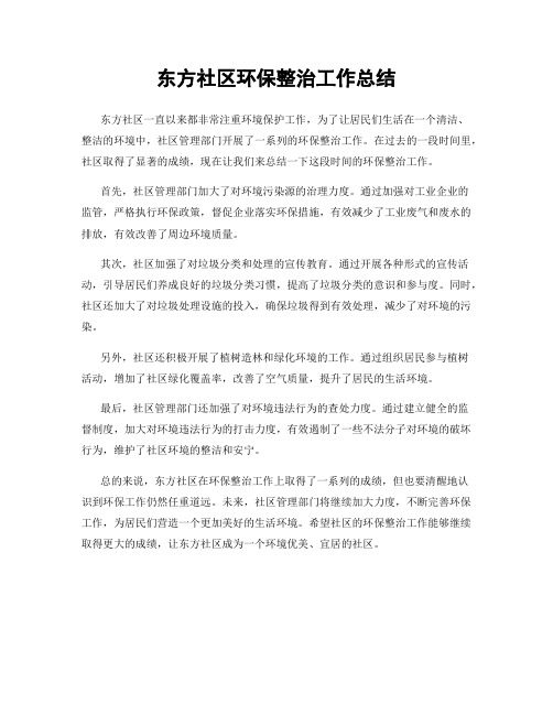 东方社区环保整治工作总结