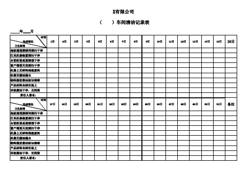 车间清洁记录表