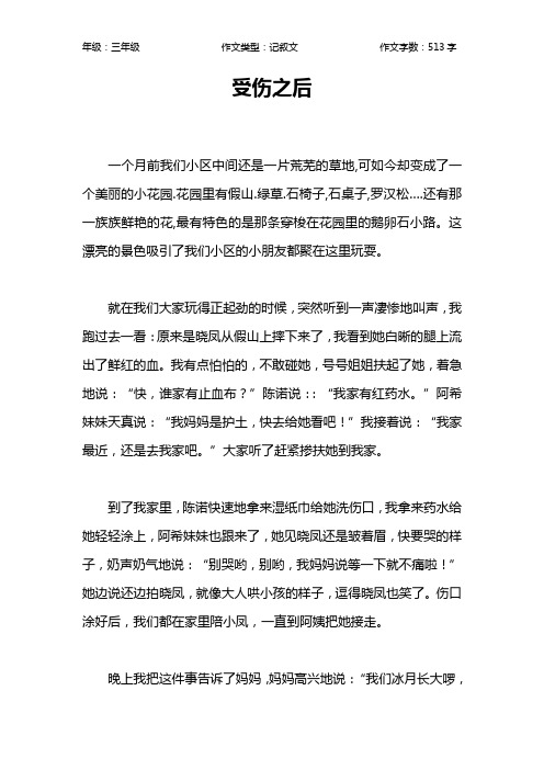 受伤之后作文【小学三年级500字】