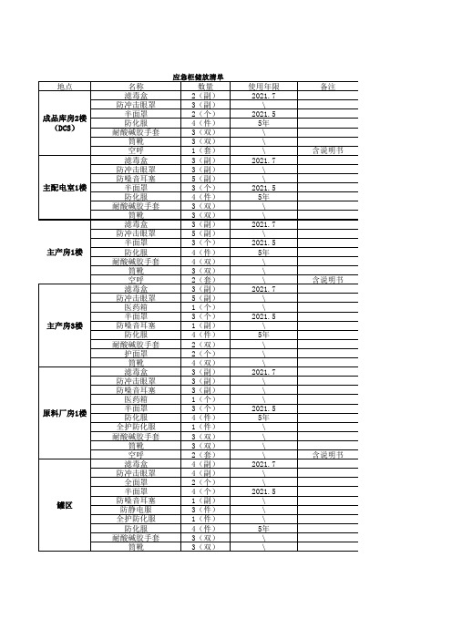 应急柜储放清单(1)