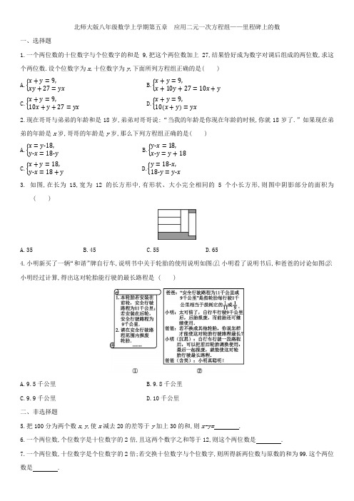 北师大版八年级数学上册  5.5 应用二元一次方程组——里程碑上的数 同步作业