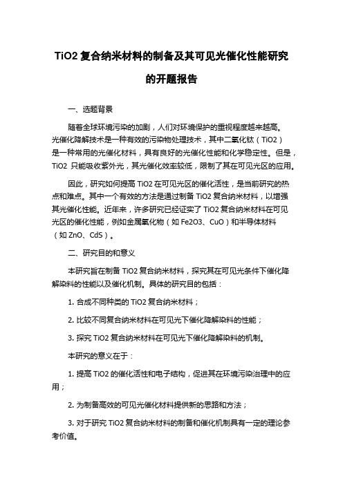 TiO2复合纳米材料的制备及其可见光催化性能研究的开题报告