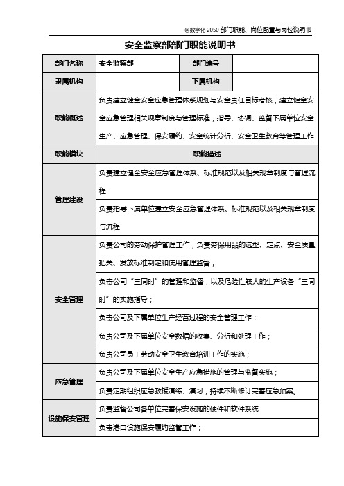 10-安全监察部职能及岗位配置_V1.3