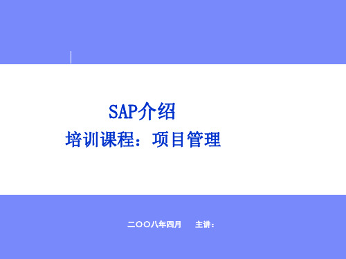 SAPPS培训教材项目管理概要版