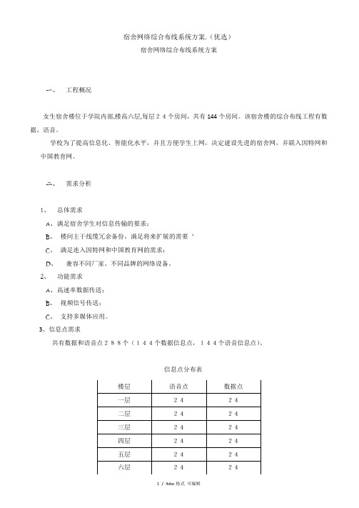 宿舍网络综合布线系统方案.【甄选文档】