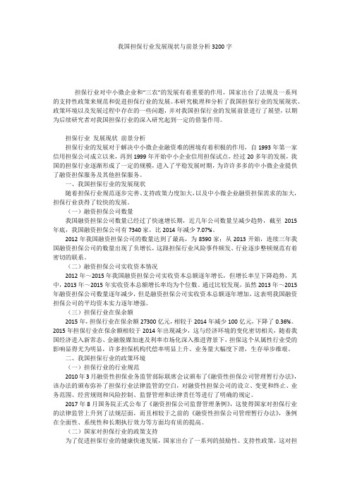 我国担保行业发展现状与前景分析3200字