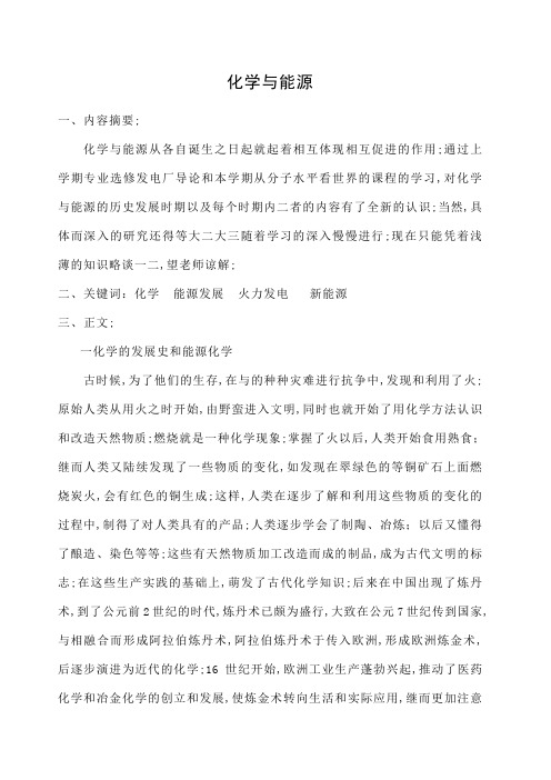 化学与能源选修交的小论文