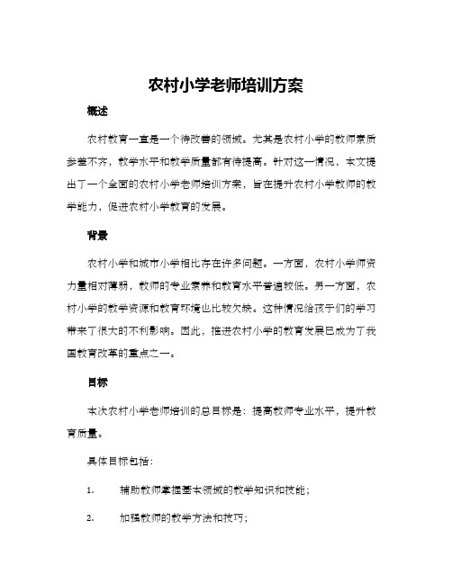 农村小学老师培训方案