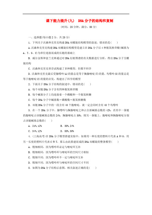 (精品)2019年高中生物课下能力提升九DNA分子的结构和复制苏教版必修