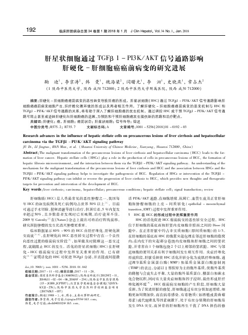 肝星状细胞通过TGFβ1-PI3K-AKT信号通路影响肝硬化-肝细胞癌癌前病变的研究进展 鞠迪