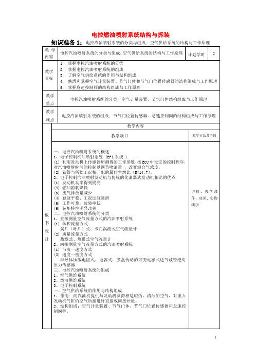 汽油发动机燃油供给系统的结构与拆装  电子教案