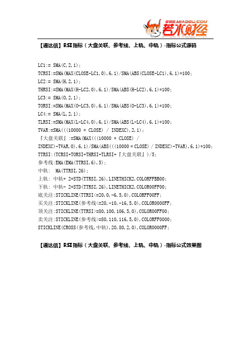 【股票指标公式下载】-【通达信】RSI指标(大盘关联、参考线、上轨、中轨)