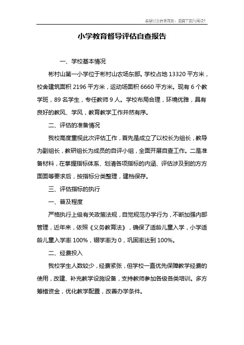 小学教育督导评估自查报告