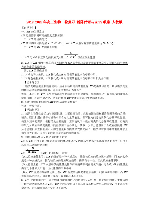 2019-2020年高三生物二轮复习 新陈代谢与ATP2教案 人教版