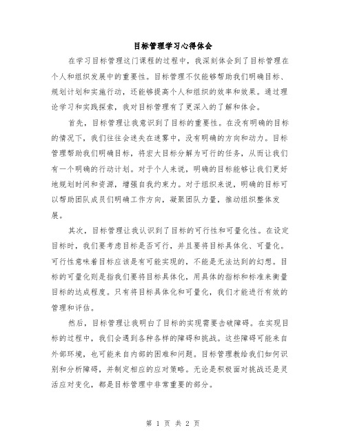 目标管理学习心得体会