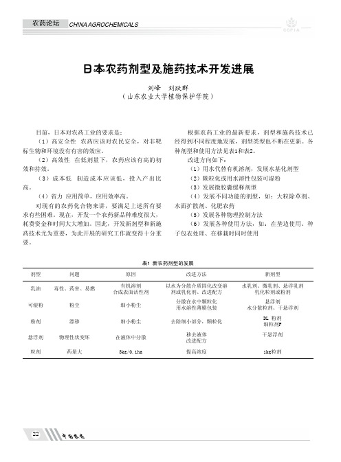 日本农药剂型及施药技术开发进展