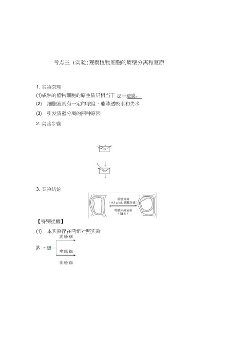 最经典总结-植物细胞质壁分离实验