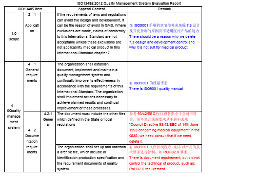 ISO13485 审核偏差报告样本