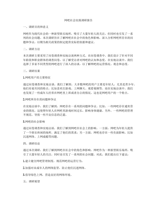 网吧社会实践调研报告