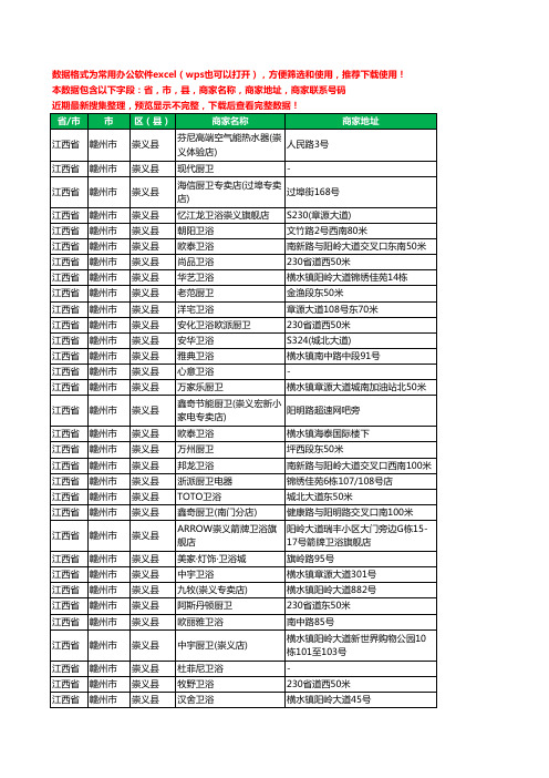 2020新版江西省赣州市崇义县卫浴工商企业公司商家名录名单黄页联系电话号码地址大全35家