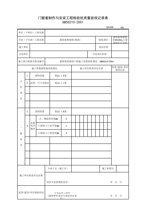 031003_门窗套制作与安装工程检验批质量验收记录表