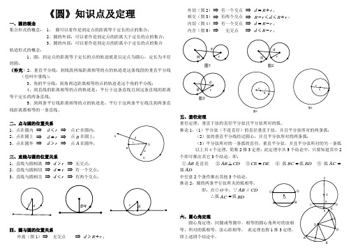 初三《圆》知识点及定理