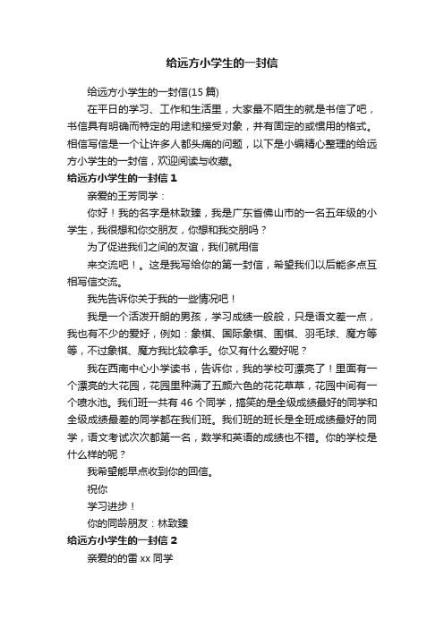给远方小学生的一封信(15篇)