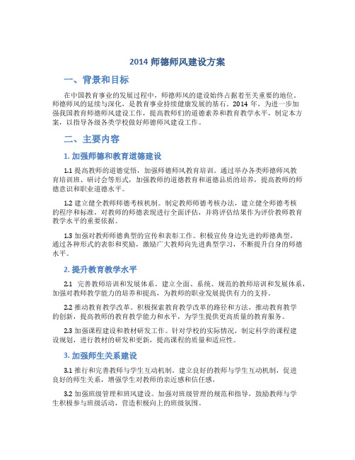 2014师德师风建设方案