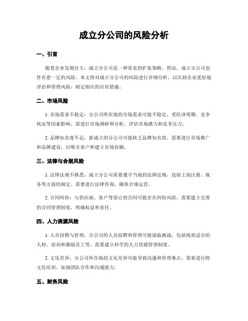 成立分公司的风险分析