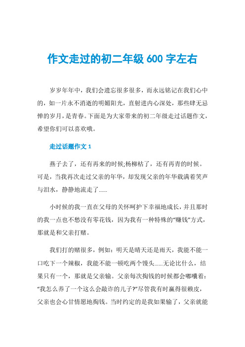 作文走过的初二年级600字左右