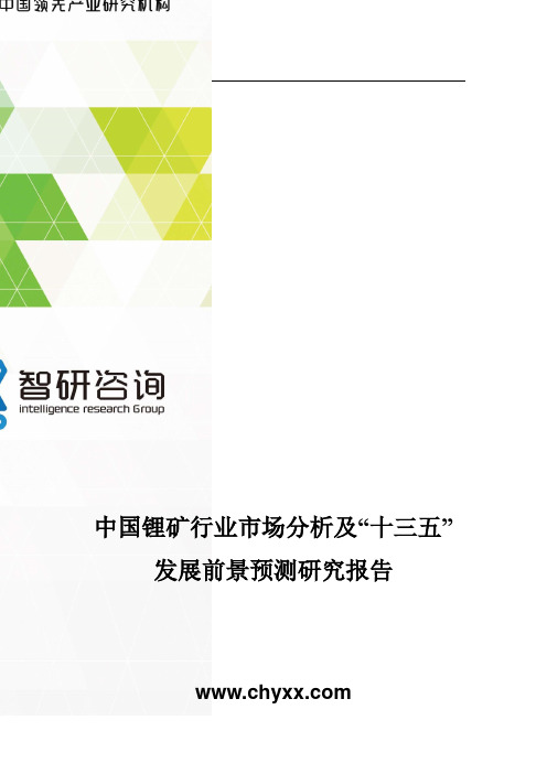 中国锂矿行业市场分析及“十三五”发展前景预测研究报告