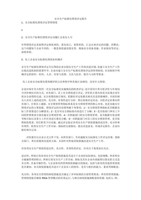 安全生产标准化绩效评定报告安全生产