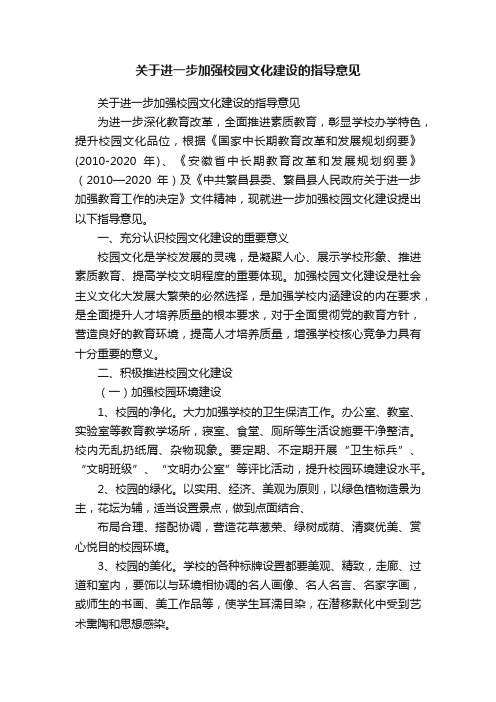 关于进一步加强校园文化建设的指导意见