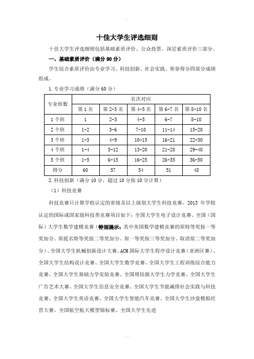 十佳大学生评选细则