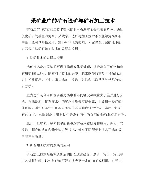 采矿业中的矿石选矿与矿石加工技术