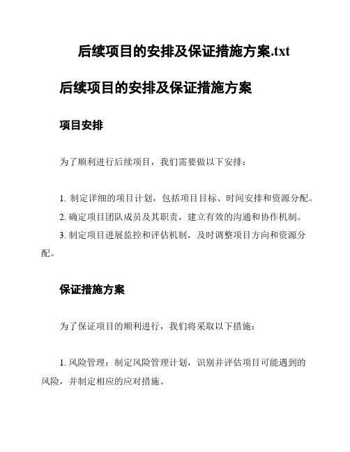 后续项目的安排及保证措施方案