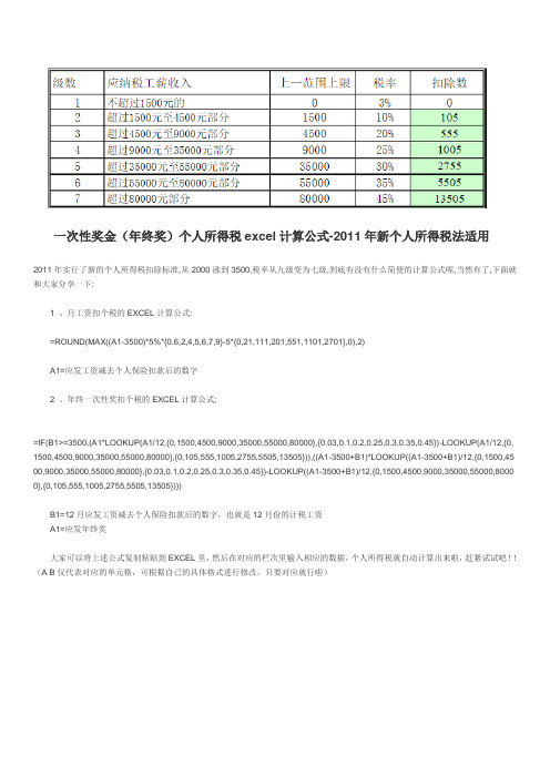 个人所得税计算公式