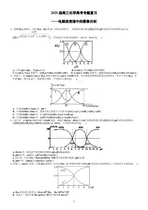 2020年高考化学专题复习《电解质溶液中的图像分析》