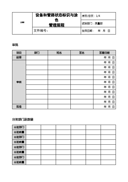 设备和管路状态标识与涂色管理规程