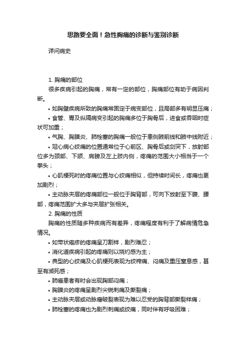 思路要全面！急性胸痛的诊断与鉴别诊断